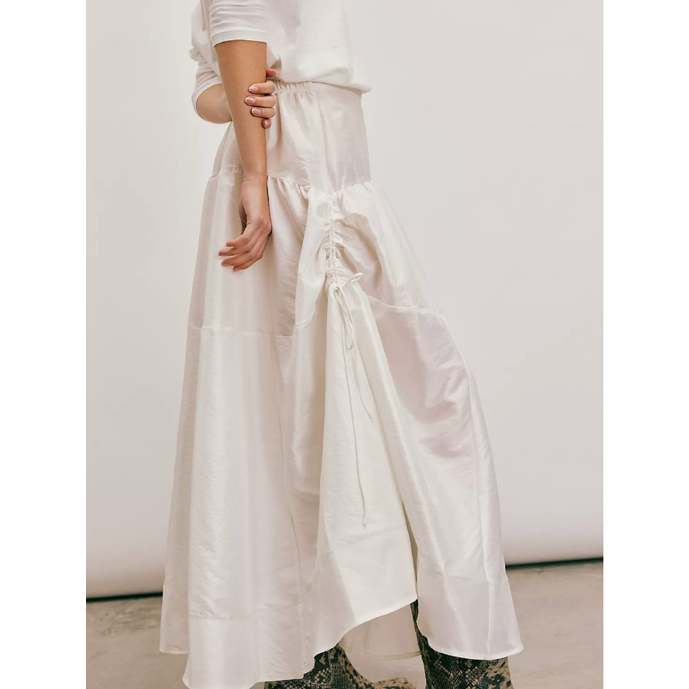 Free People White Tiered Midi Skirt - Picture 2 of 9